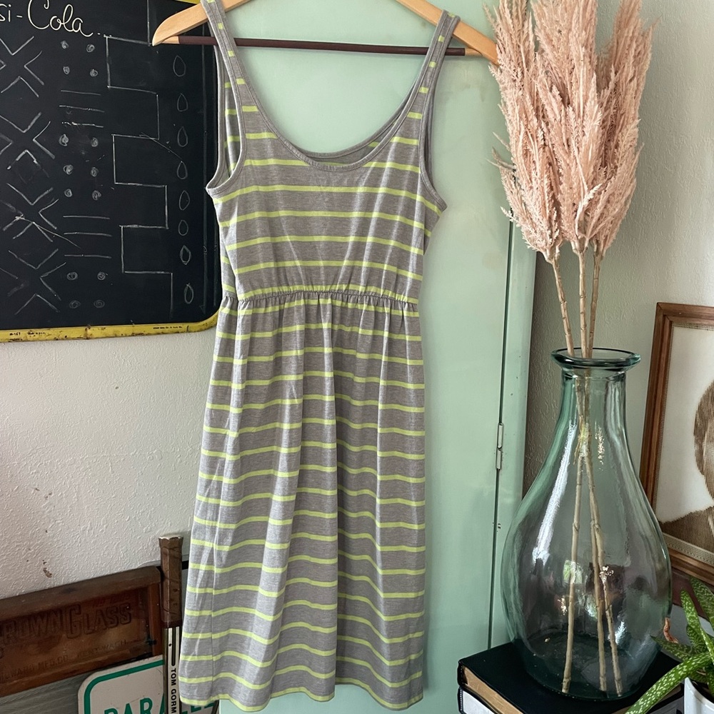 Old Navy Dress, size Small, green & gray strip, summer dress
